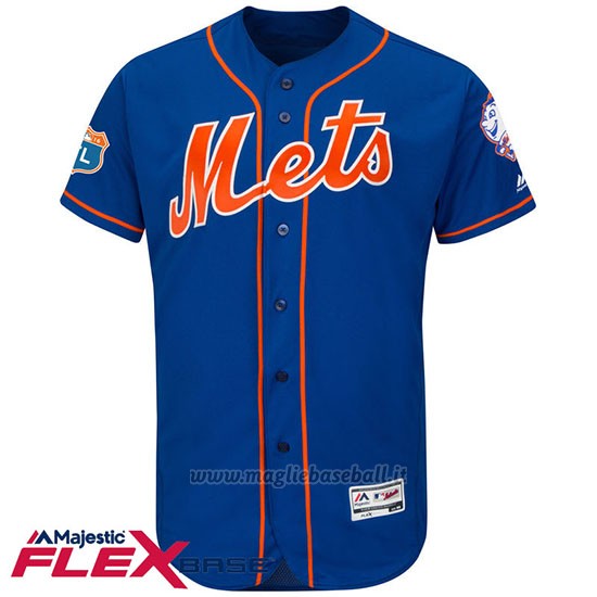 Maglia Baseball Uomo New York Mets Blank Blu Flex Base Autentico Collezione Allenamento Primaverile